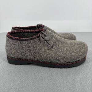 Stegmann Wild 'n Wooly Wool Clog Slippers Womens Size 8 Gray Felt Lace Up